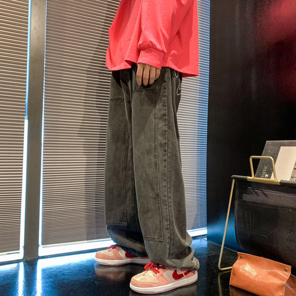 Vyriški tiesaus modelio džinsai su raštu ir kišenėle