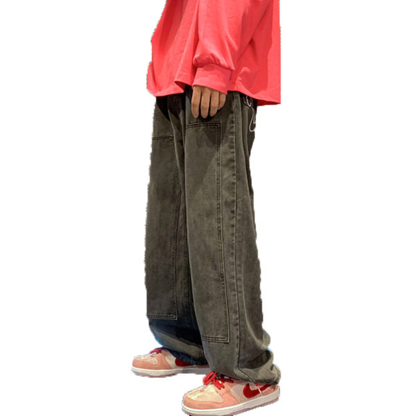 Vyriški tiesaus modelio džinsai su raštu ir kišenėle