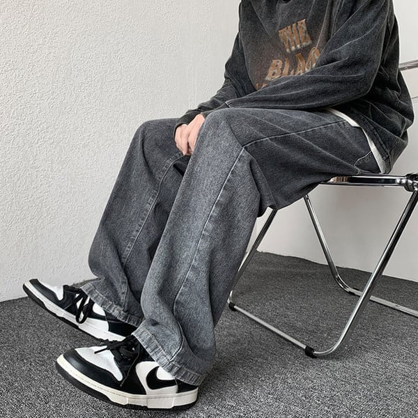 Vyriški džinsai plačiomis kojomis su kišenėmis