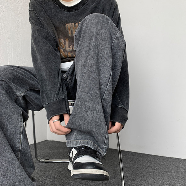 Vyriški džinsai plačiomis kojomis su kišenėmis