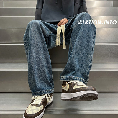 Laia mudeliga meeste teksad paelte ja taskuga