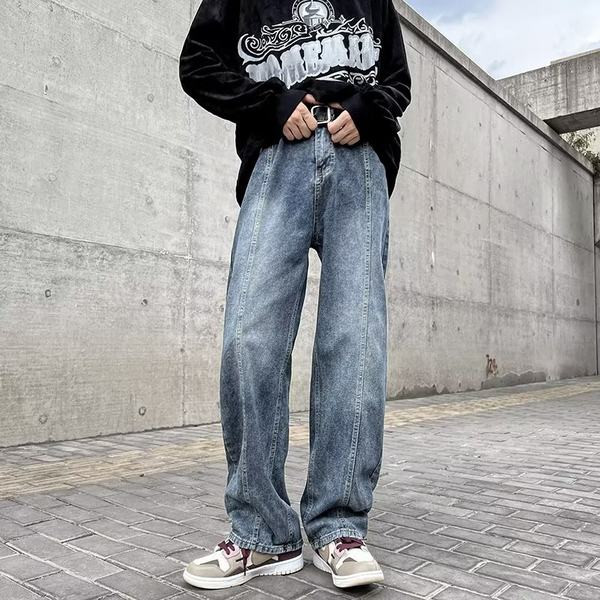 Lezser, széles szárú férfi farmernadrág, zsebbel