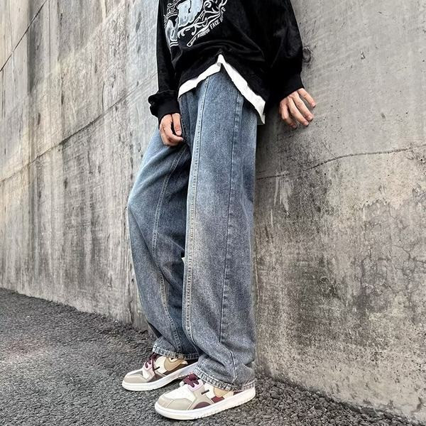 Lezser, széles szárú férfi farmernadrág, zsebbel