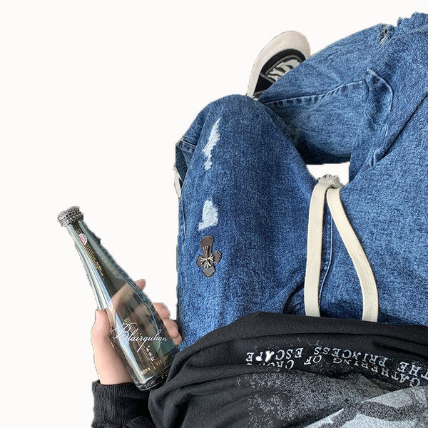 Ανδρικό τζιν με κορδόνια και τσέπη