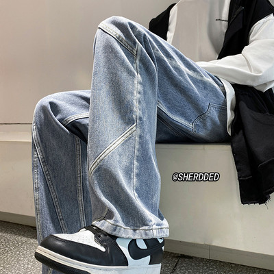 Kahes värvitoonis õmblustega meeste teksad