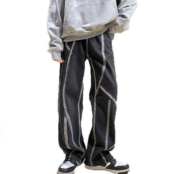 Kahes värvitoonis õmblustega meeste teksad