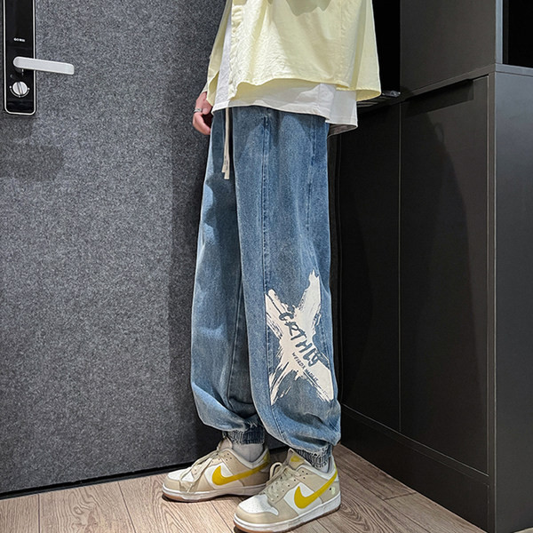 Vyriški džinsai su dviejų spalvų raštu