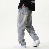 Vyriški džinsai su dekoratyviniu užtrauktuku ir raišteliais