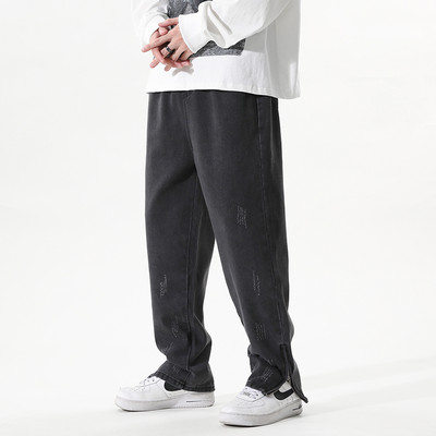 Vyriški džinsai su dekoratyviniu užtrauktuku ir raišteliais