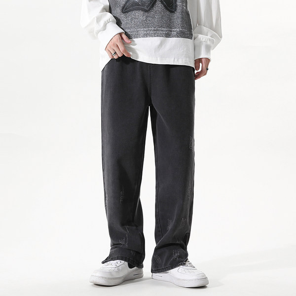 Vyriški džinsai su dekoratyviniu užtrauktuku ir raišteliais