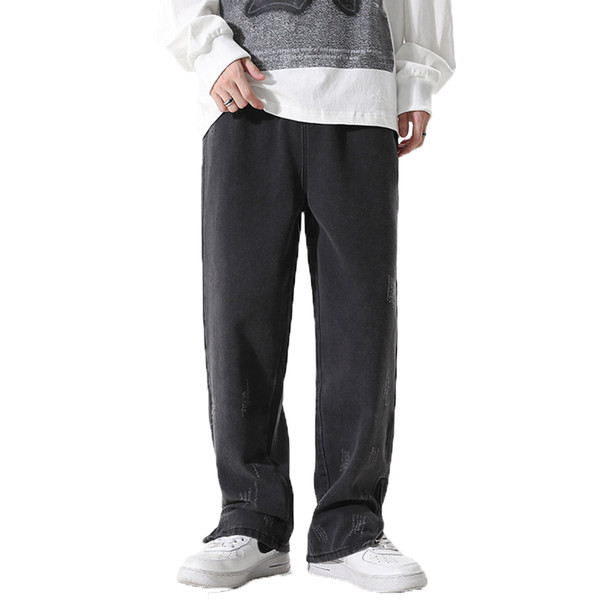 Vyriški džinsai su dekoratyviniu užtrauktuku ir raišteliais