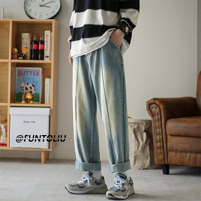 Vyriški džinsai plačiomis kojomis su kišenėmis