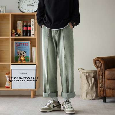 Vyriški džinsai plačiomis kojomis su kišenėmis