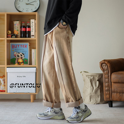 Vyriški džinsai plačiomis kojomis su kišenėmis