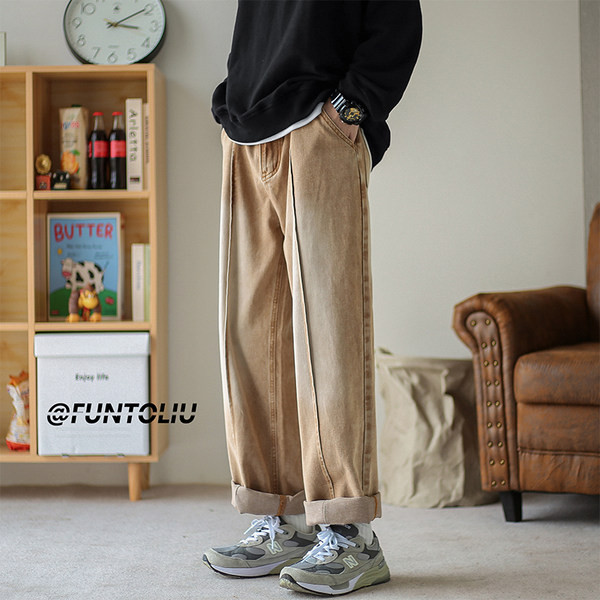 Vyriški džinsai plačiomis kojomis su kišenėmis