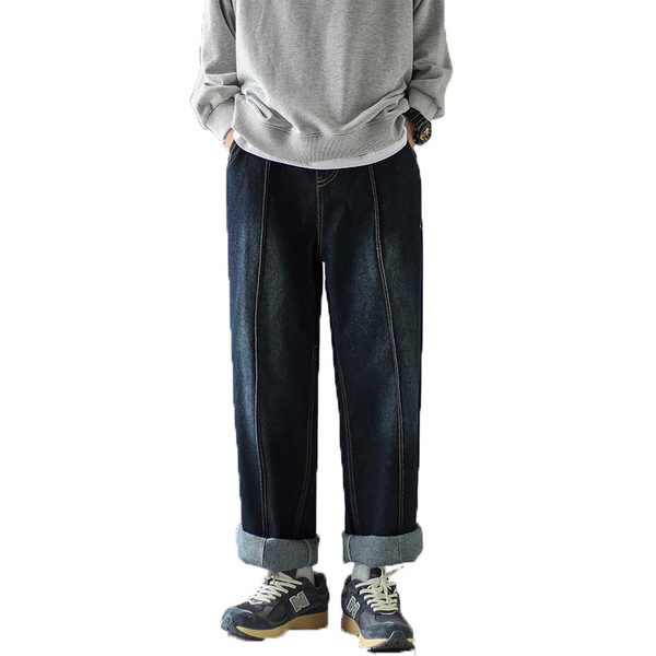 Vyriški džinsai plačiomis kojomis su kišenėmis