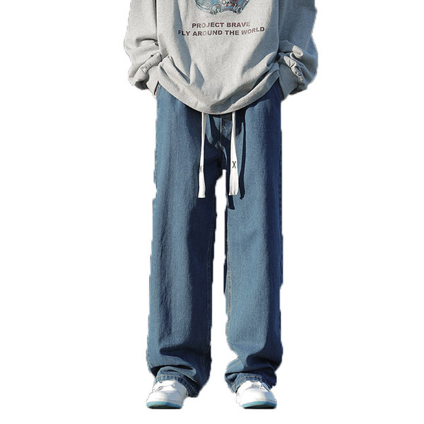 Ανδρικό στενό τζιν με κορδόνια και τσέπη