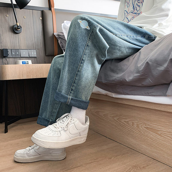 Vyriški laisvalaikio retro stiliaus plėšyti džinsai