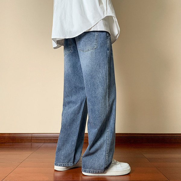 Meeste teksapükste lai paelte ja taskuga mudel