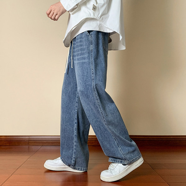 Meeste teksapükste lai paelte ja taskuga mudel