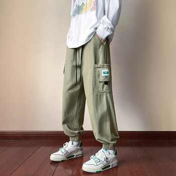 Ανδρικό παντελόνι με κορδόνια με λογότυπο και πλαϊνή τσέπη