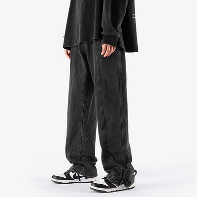 Férfi farmer cipzárral és gombbal a szárán