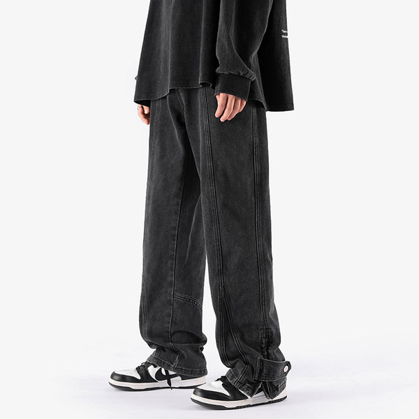 Férfi farmer cipzárral és gombbal a szárán