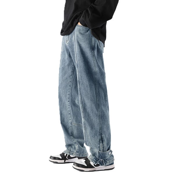 Férfi farmer cipzárral és gombbal a szárán