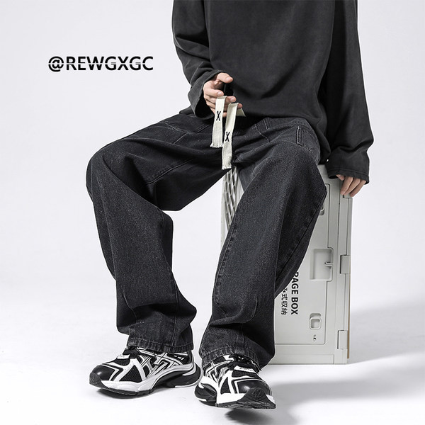 Plataus modelio vyriški džinsai su raišteliais naujas modelis