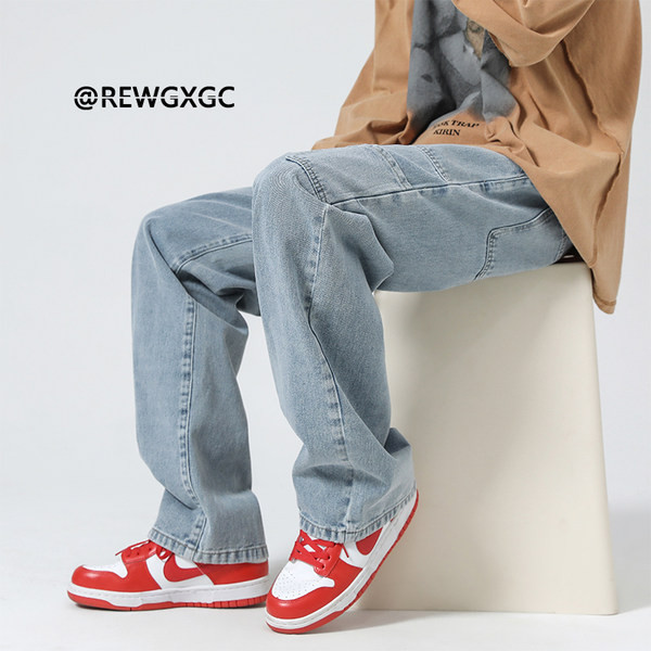 Plataus modelio vyriški džinsai su raišteliais naujas modelis