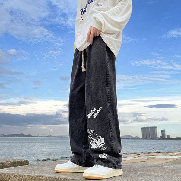 Vyriški džinsai su dviejų spalvų raštu