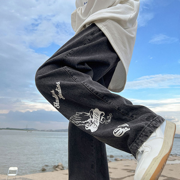 Vyriški džinsai su dviejų spalvų raštu