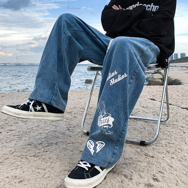 Vyriški džinsai su dviejų spalvų raštu