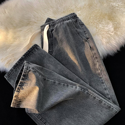 Ανδρικό τζιν casual με δίχρωμα κορδόνια