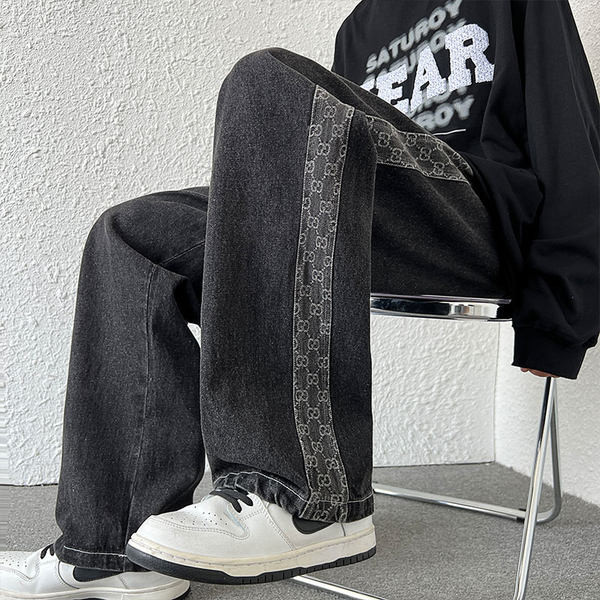 Ανδρικό τζιν με σωλήνες και κορδόνια