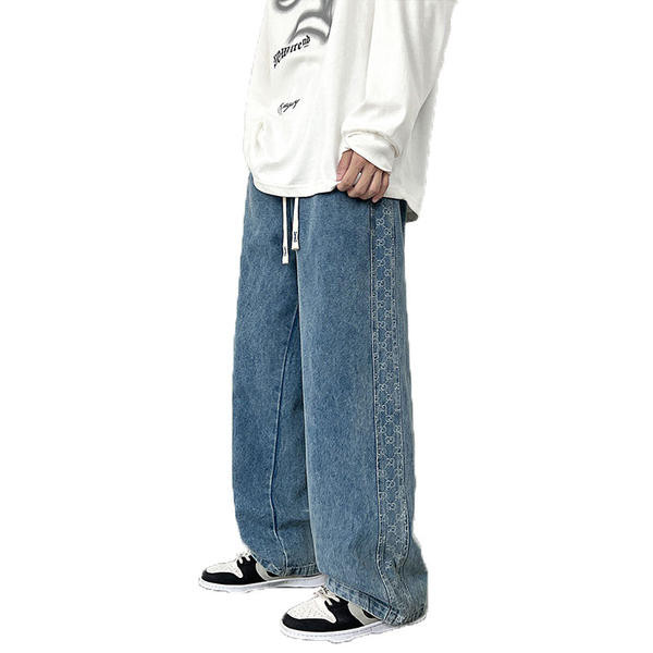 Ανδρικό τζιν με σωλήνες και κορδόνια