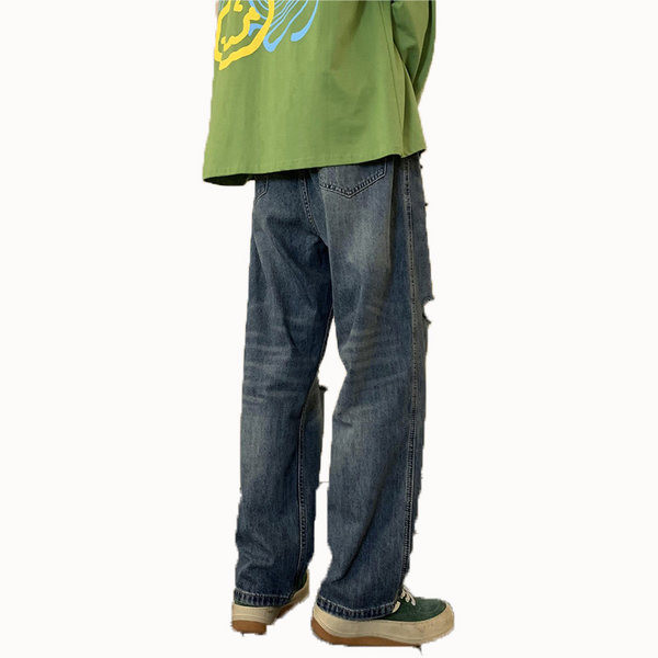 Vyriški laisvalaikio džinsai su plėšytais motyvais