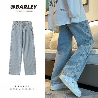 Vyriški laisvalaikio džinsai su apvadu ir kišenėmis