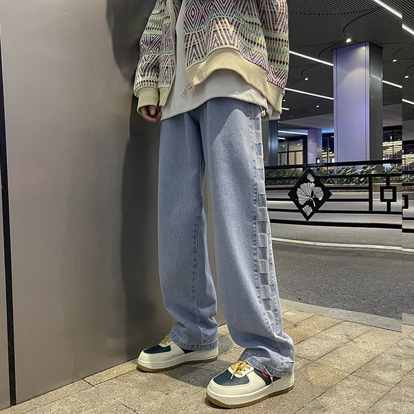 Vyriški laisvalaikio džinsai su apvadu ir kišenėmis