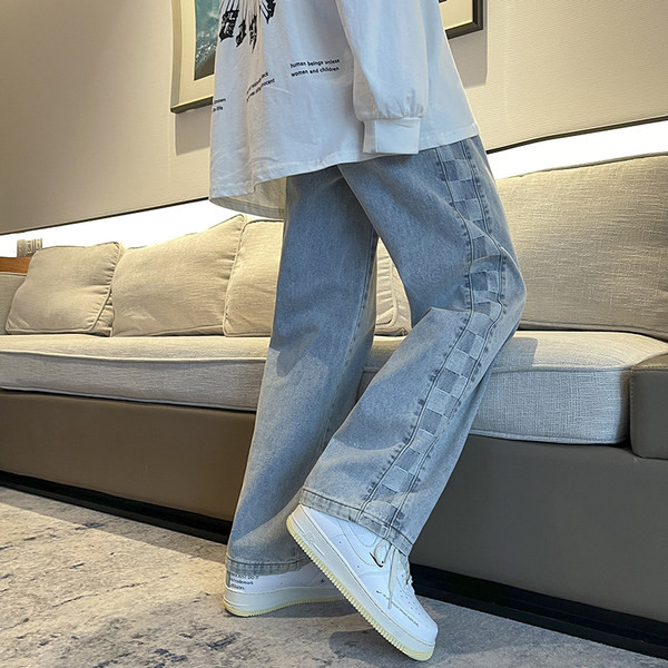 Vyriški laisvalaikio džinsai su apvadu ir kišenėmis