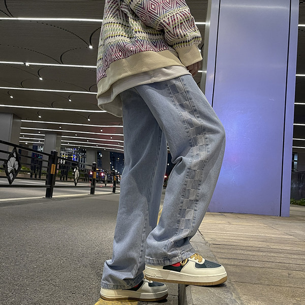 Vyriški laisvalaikio džinsai su apvadu ir kišenėmis