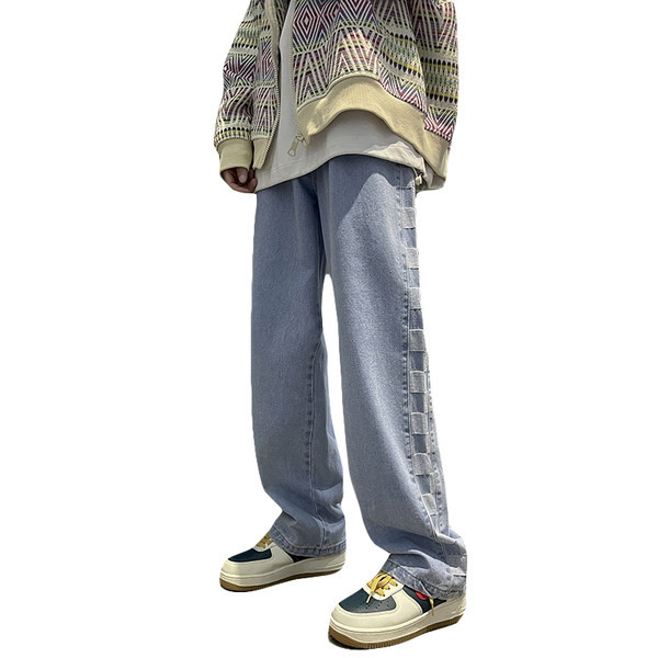 Vyriški laisvalaikio džinsai su apvadu ir kišenėmis