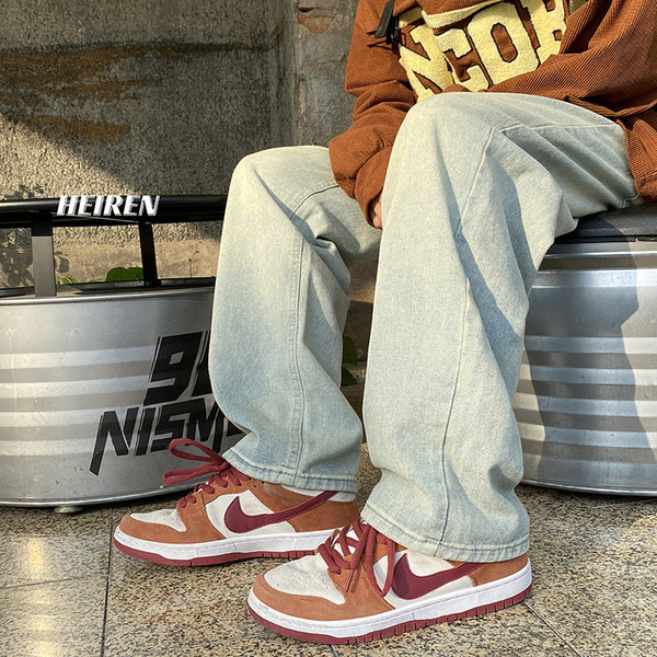 Tiszta modell férfi retro farmernadrág zsebbel