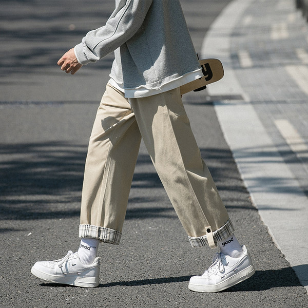 Férfi alkalmi széles lábú farmernadrág