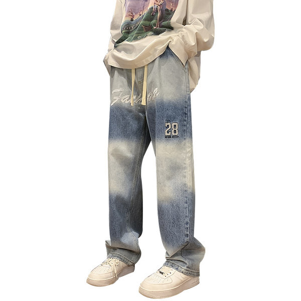 Meeste sirge mudeli teksapüksid kirja ja numbritega