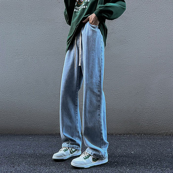 Ανδρικό φθινοπωρινό τζιν ίσιο μοντέλο με κορδόνια και τσέπη