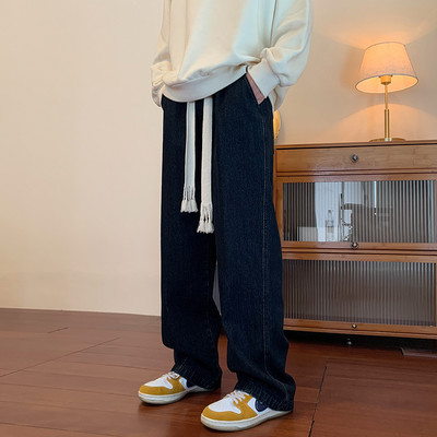 Vyriški džinsai aukštu liemeniu su raišteliais