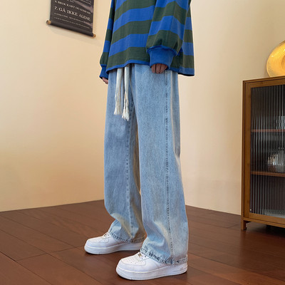 Vyriški džinsai aukštu liemeniu su raišteliais