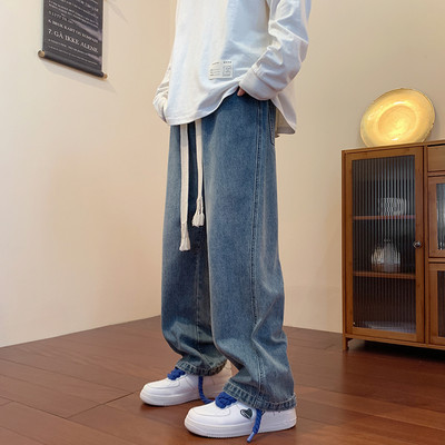 Vyriški džinsai aukštu liemeniu su raišteliais