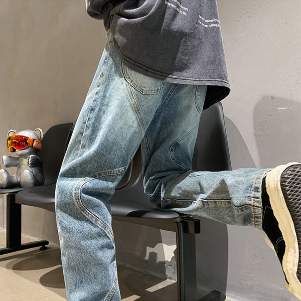 Vyriški džinsai su užtrauktuku ir kišenėmis